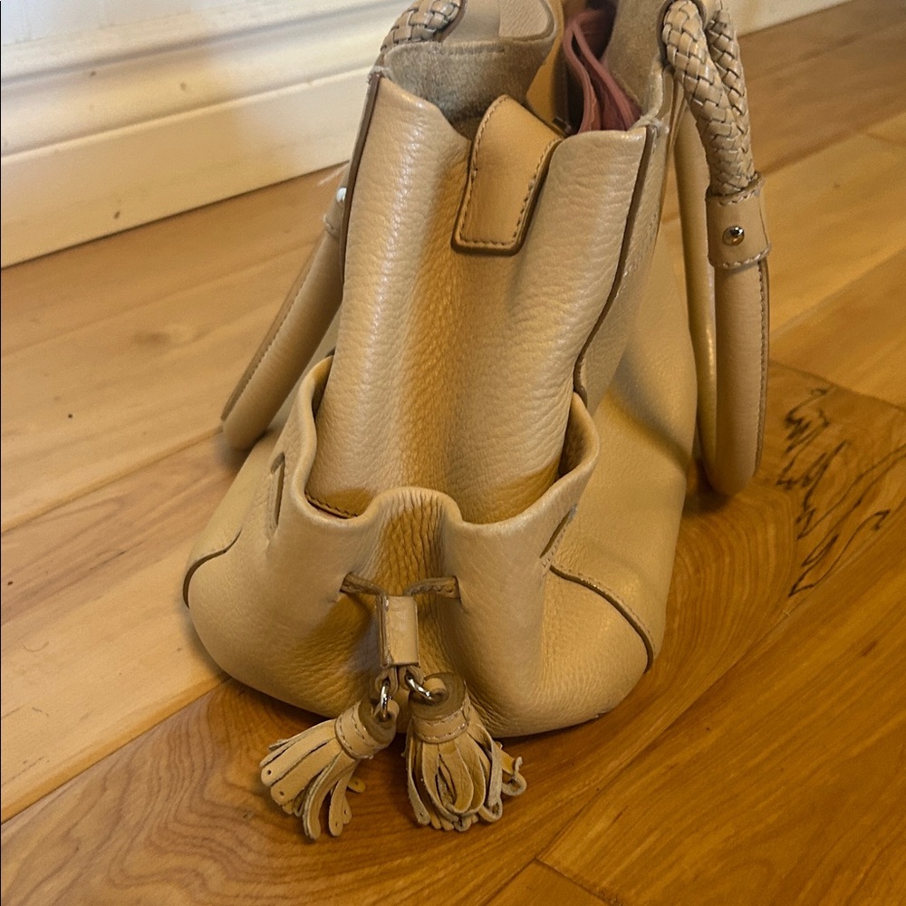 Cole Haan Chic Cream  Taupe Leather Tote Bag - Picture 5 of 8